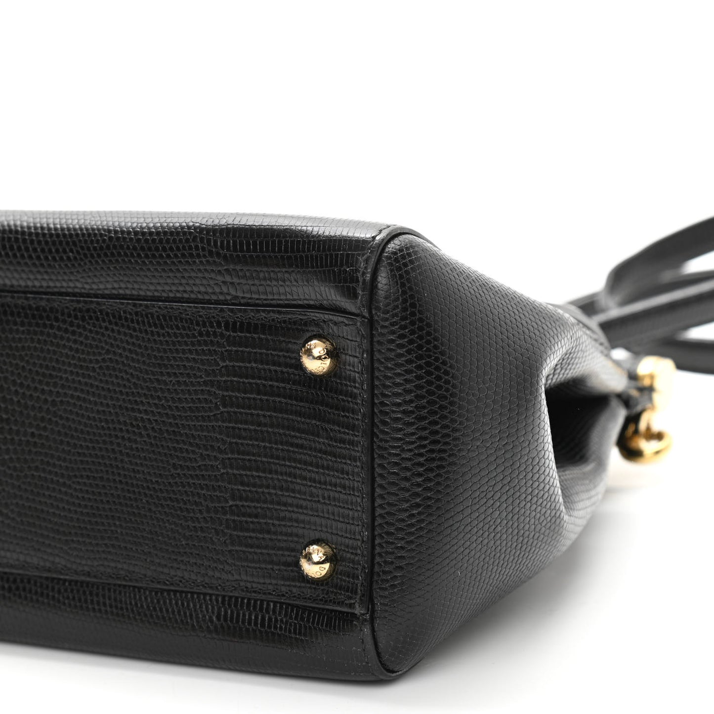 Iguana Calfskin Embossed Medium Miss Sicily Satchel Black