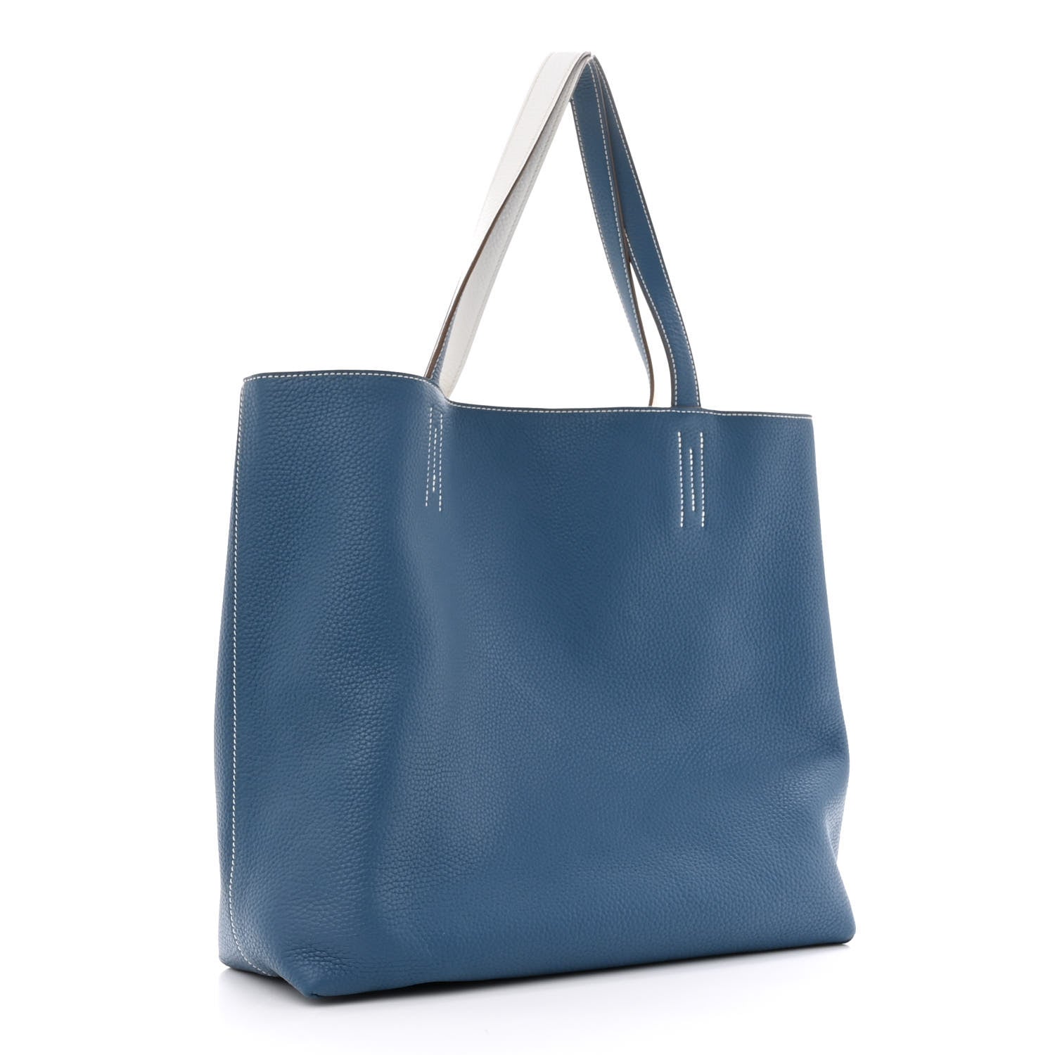 Hermes Taurillon Clemence Double Sens 45 Reversible Tote Bleu Thalassa White 4 of 20