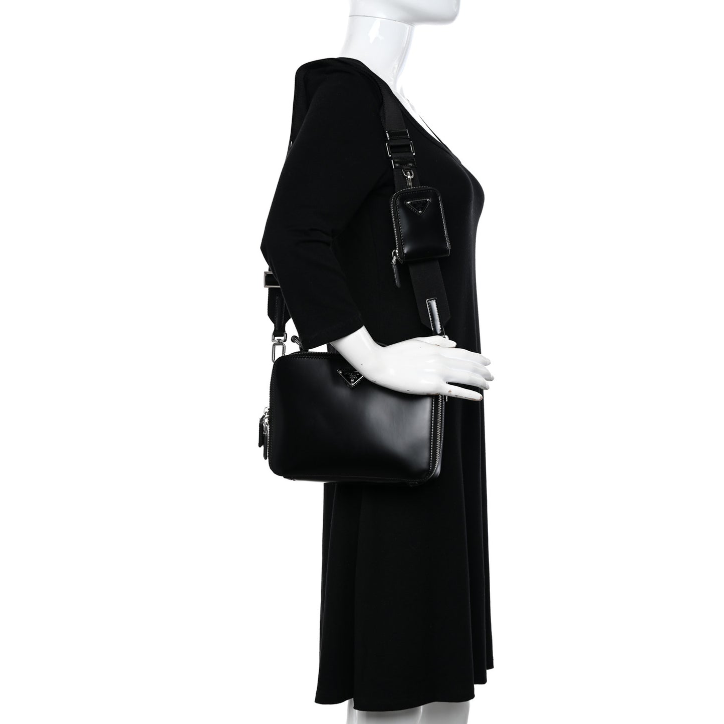 Spazzolato Medium Brique Crossbody Bag Black