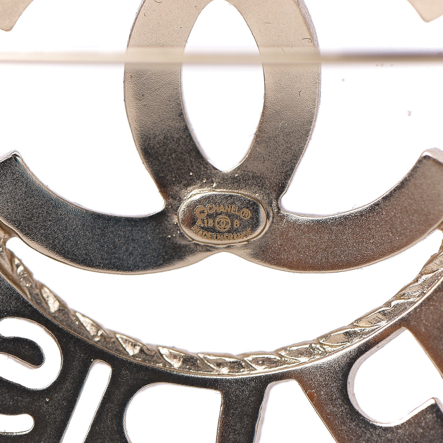 Metal CC Paris Brooch Light Gold