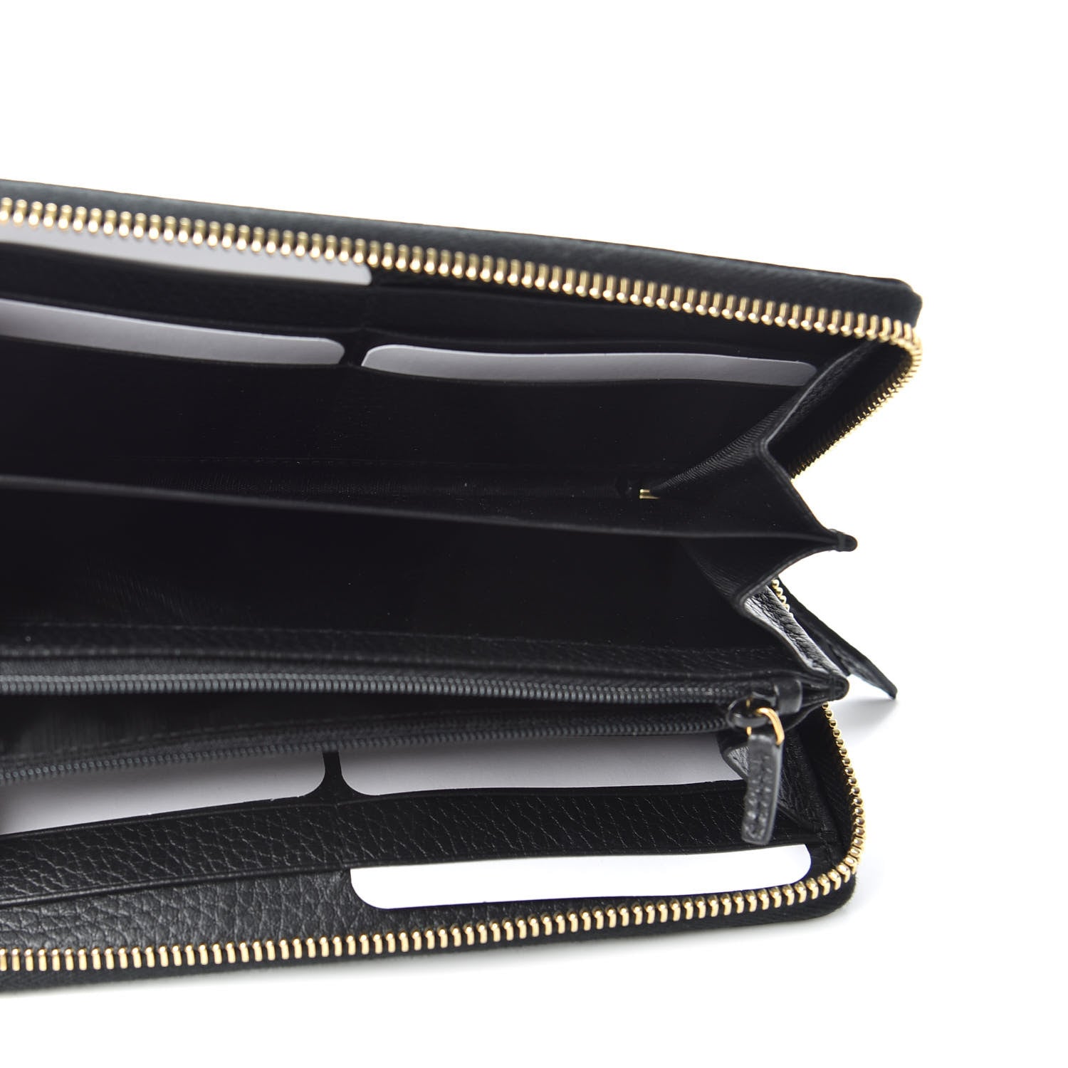 Gucci Dollar Calfskin GG Marmont Zip Around Wallet Black 5 of 6