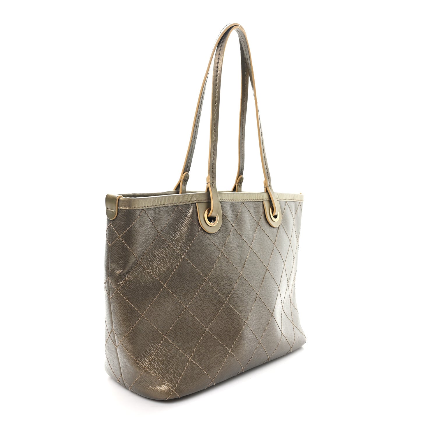 Grained Calfskin Large Shopping Fever Tote Gold