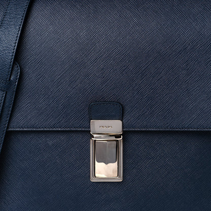 Prada Saffiano Messenger Satchel Bluette 8 of 11