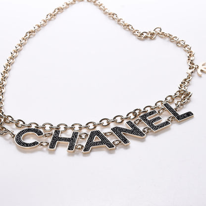 Chanel Crystal Logo Belt Black Gold 6 of 6