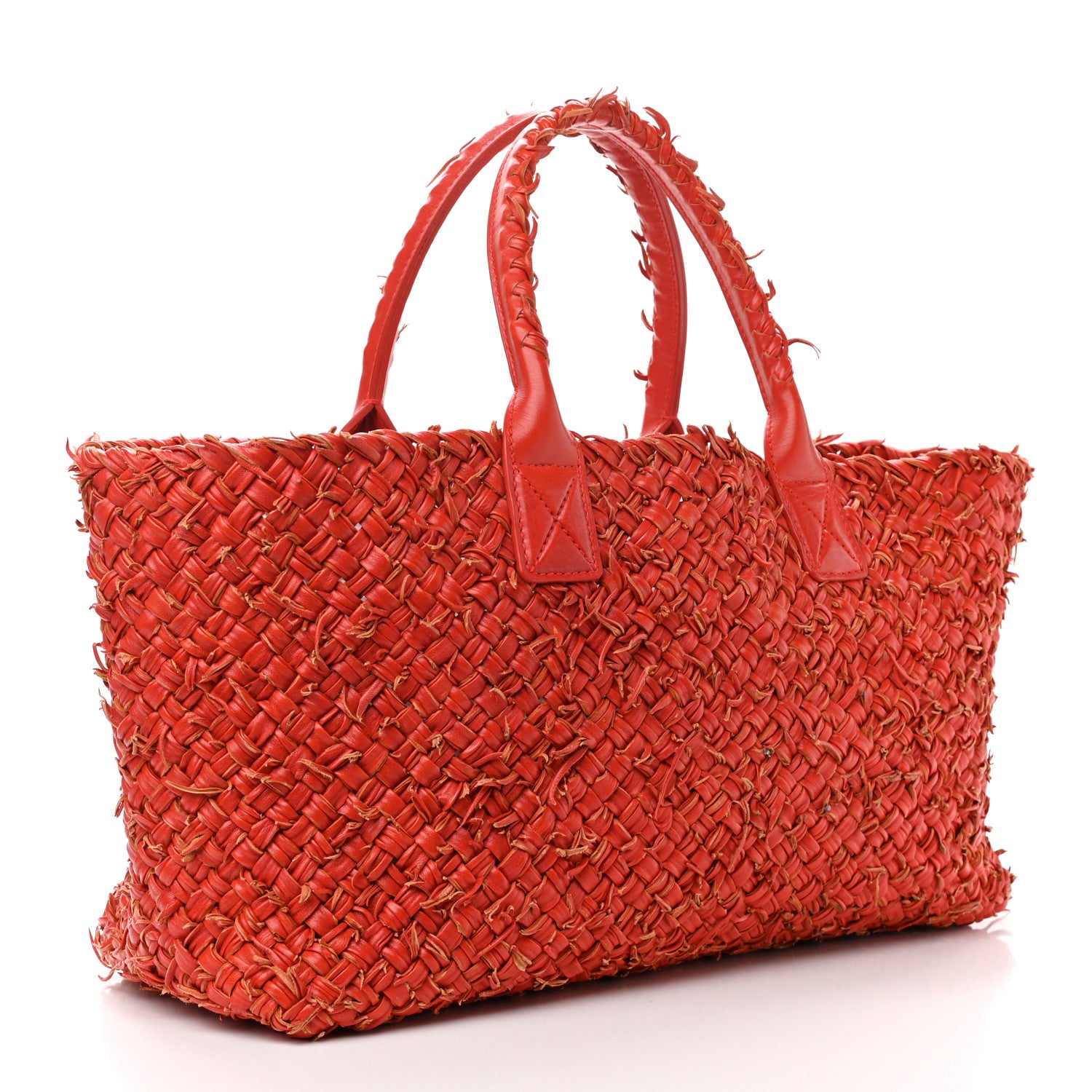 Bottega Veneta Chevre Intrecciato Fringe Netted Medium Cabat Tote Red 4 of 13