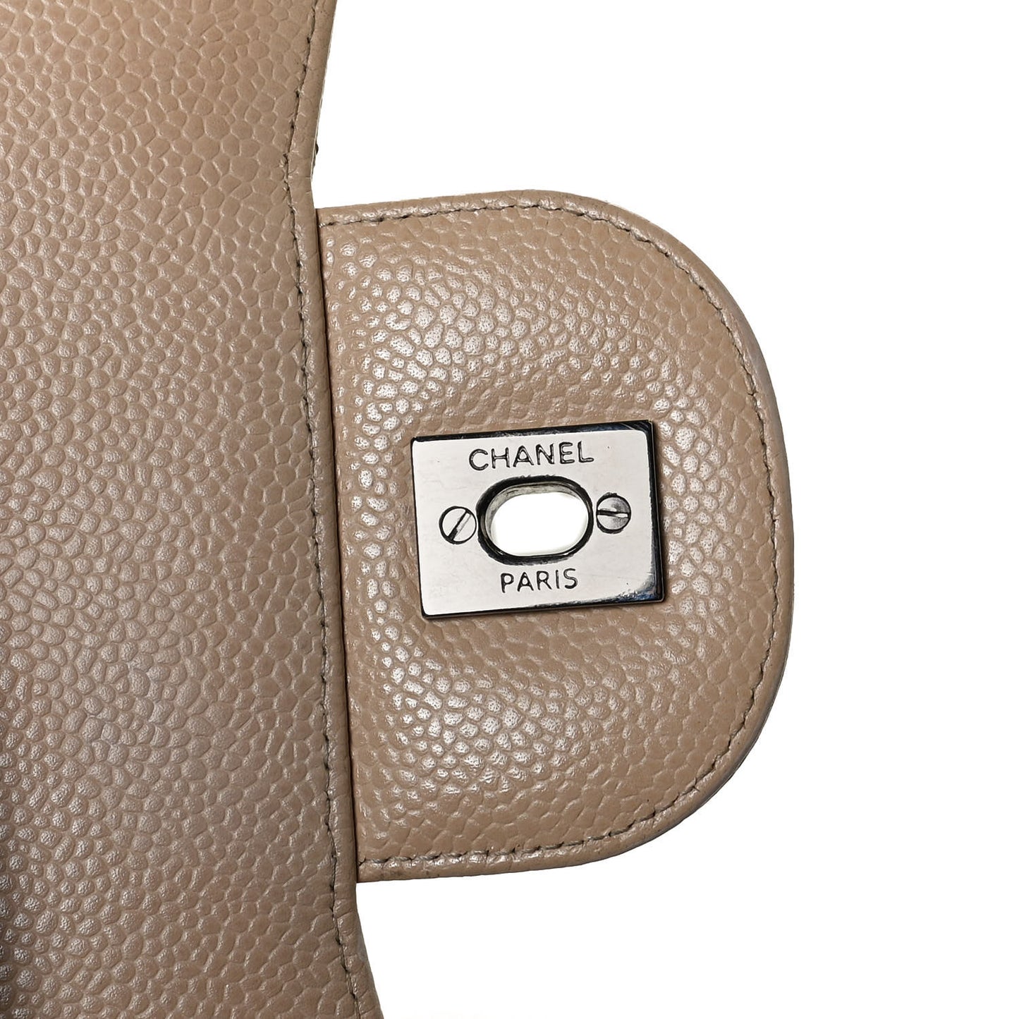 Caviar Quilted Jumbo Double Flap Beige Clair
