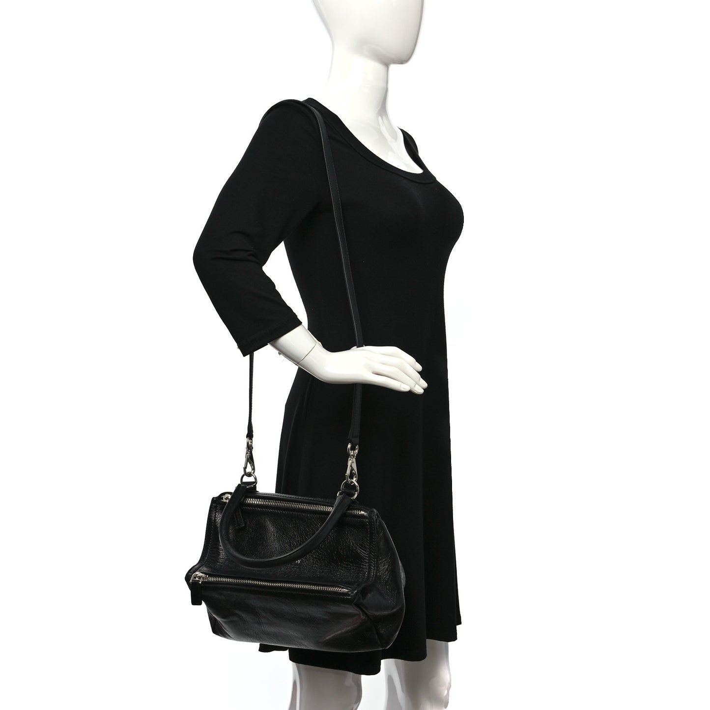 Crinkled Patent Small Pandora Black