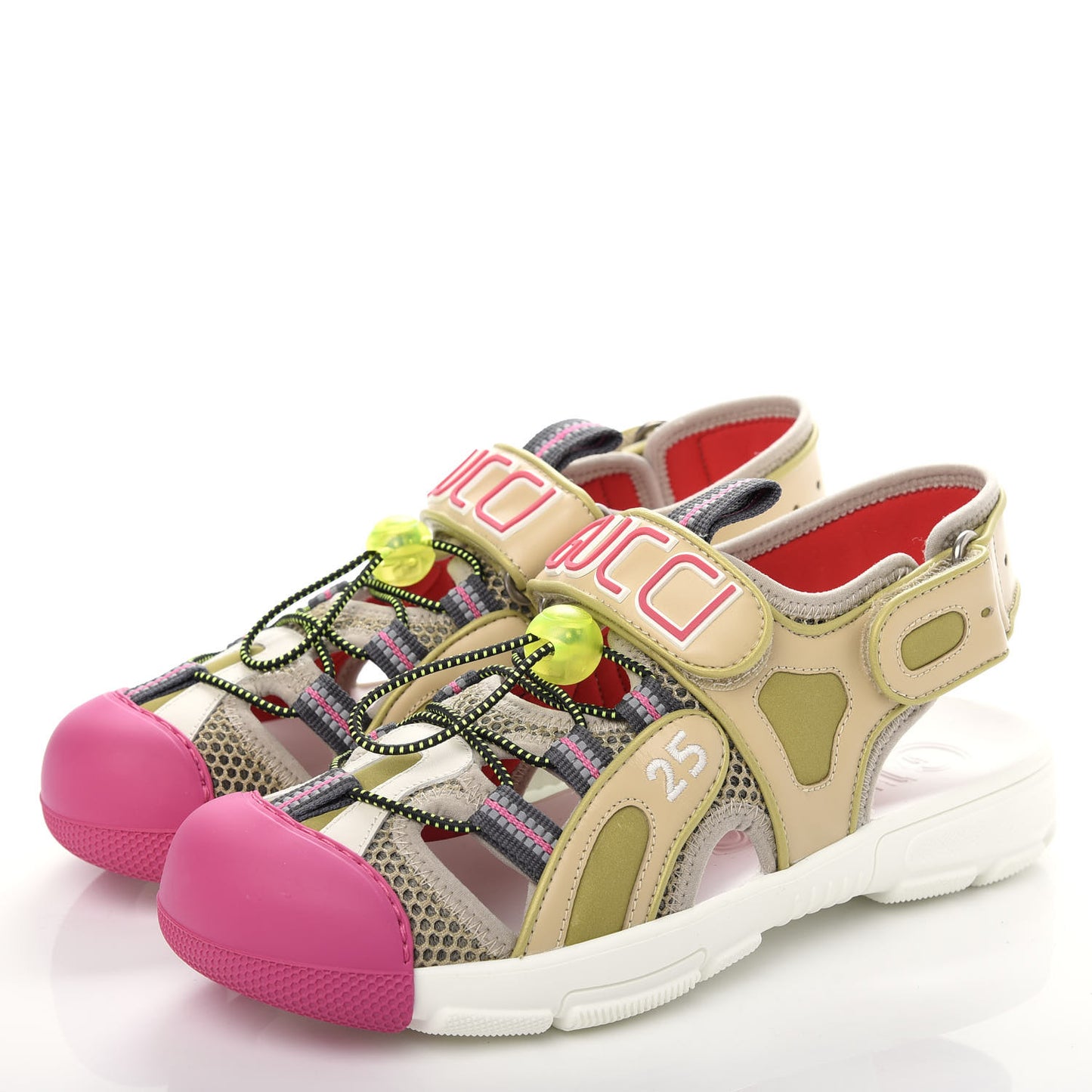 Mesh Fabric Tinsel Sport Sandals 36 Loess Sand Box Pink