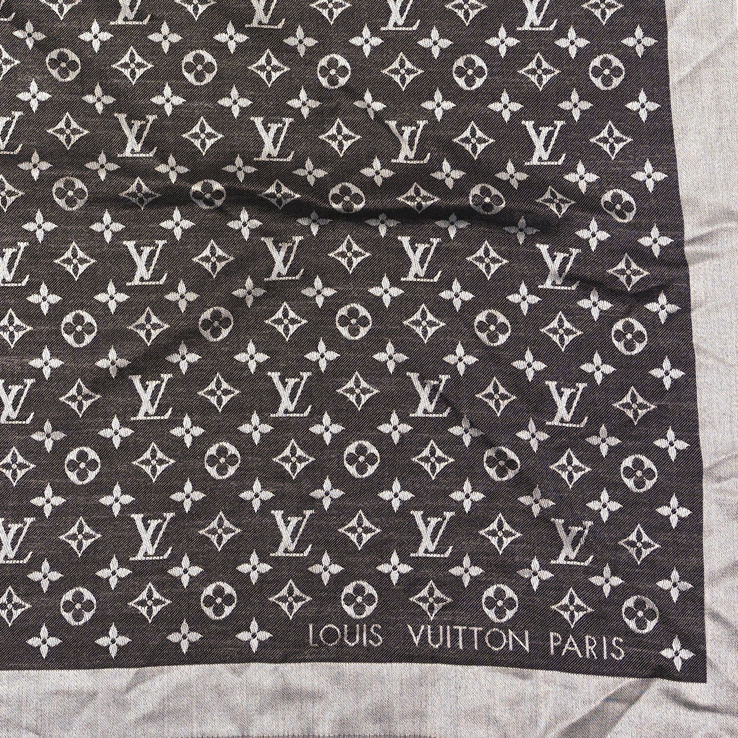 Louis Vuitton Silk Wool Monogram Denim Shawl Black 2 of 3