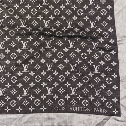 Louis Vuitton Silk Wool Monogram Denim Shawl Black 2 of 3
