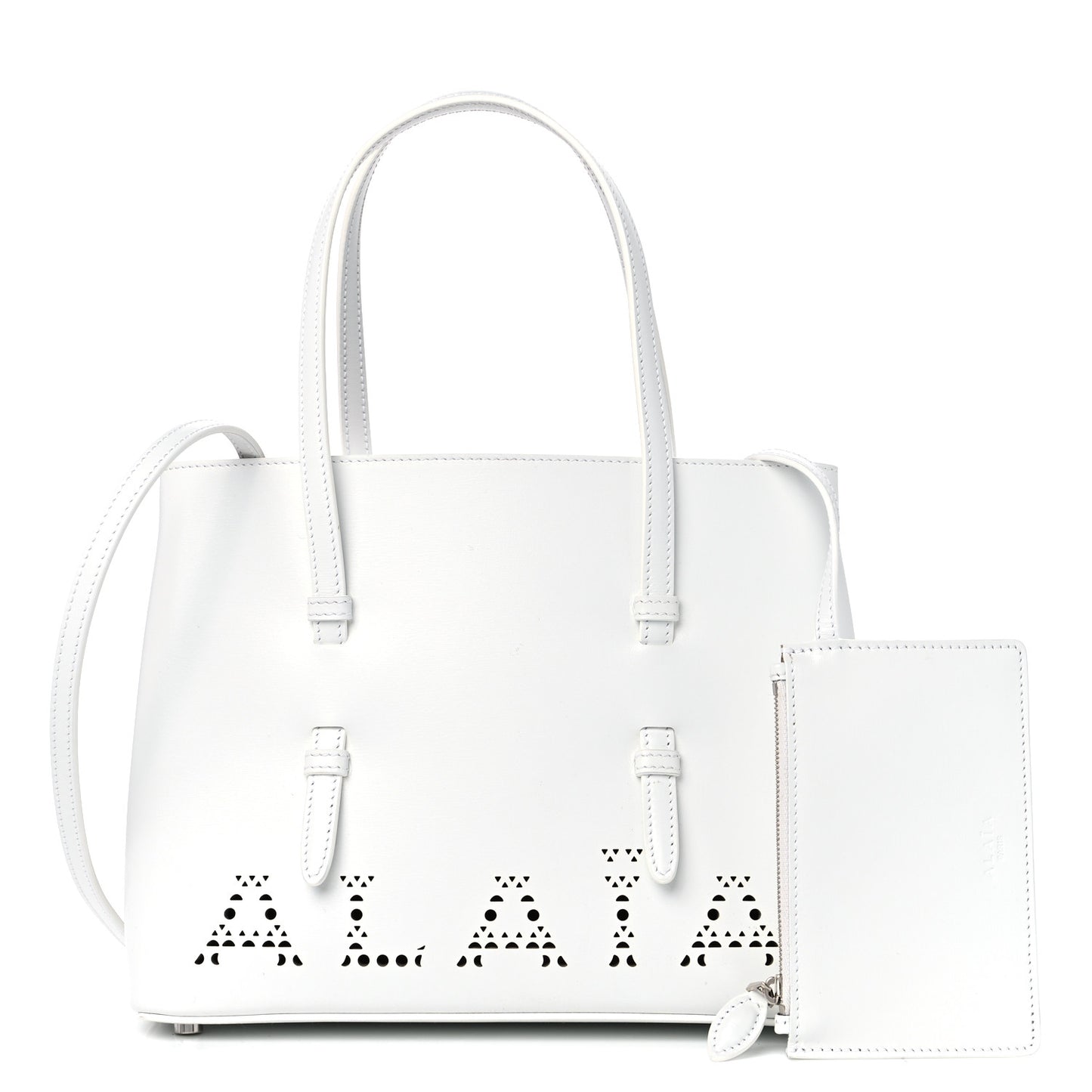 Calfskin Laser Cut Mina 25 Bag White