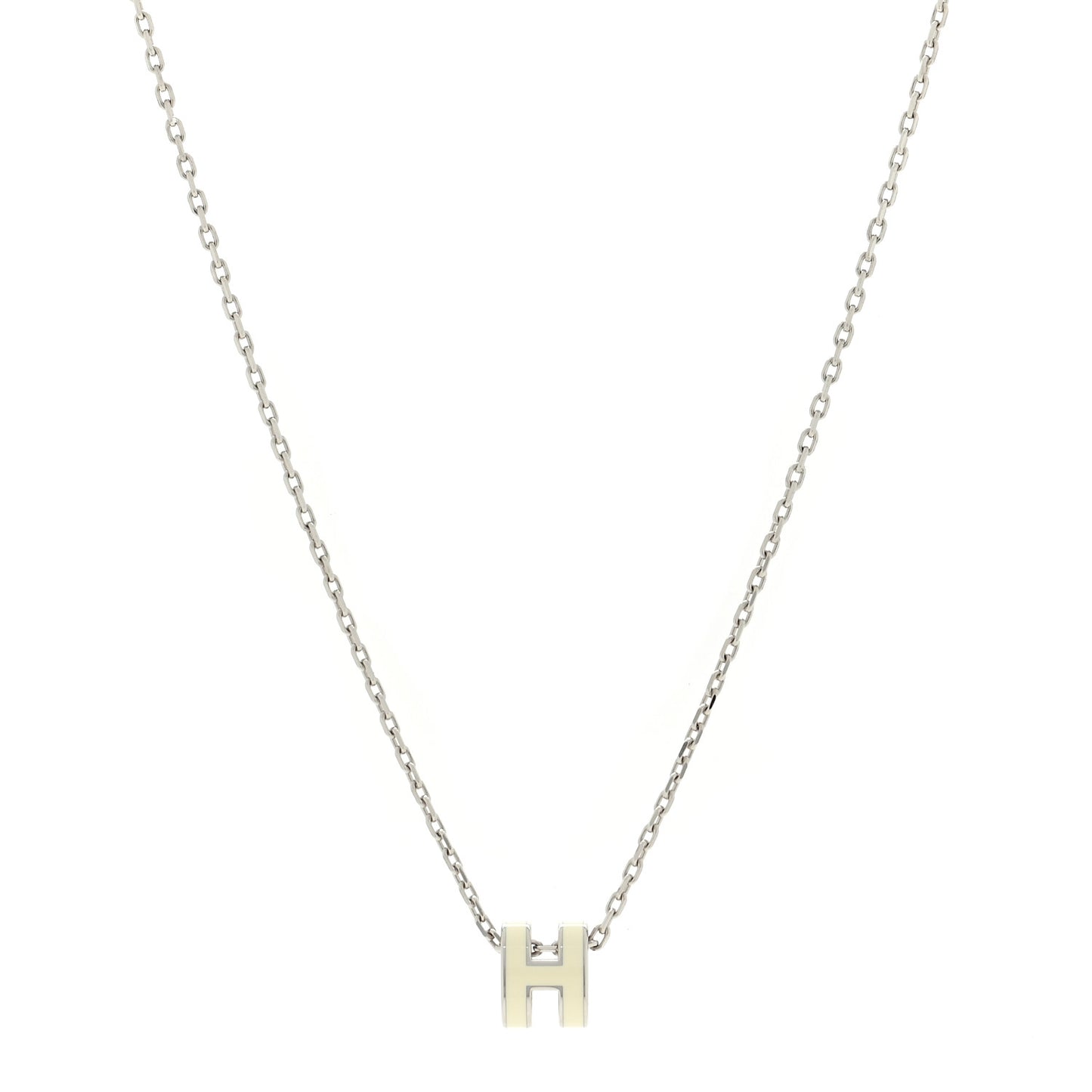 Lacquered Palladium Mini Pop H Pendant Necklace White
