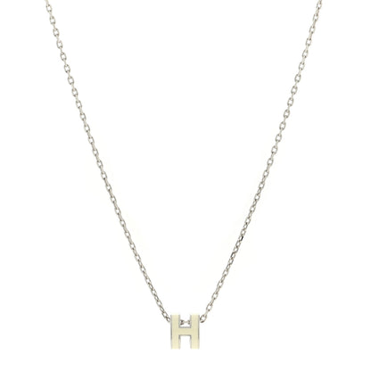 Hermes Lacquered Palladium Mini Pop H Pendant Necklace White 1 of 5