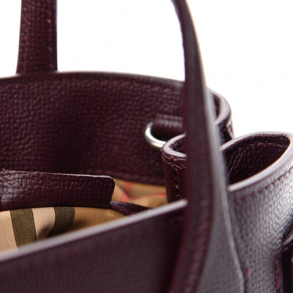 Burberry Grainy Calfskin House Check Small Banner Tote Mahogany Red 11 of 12