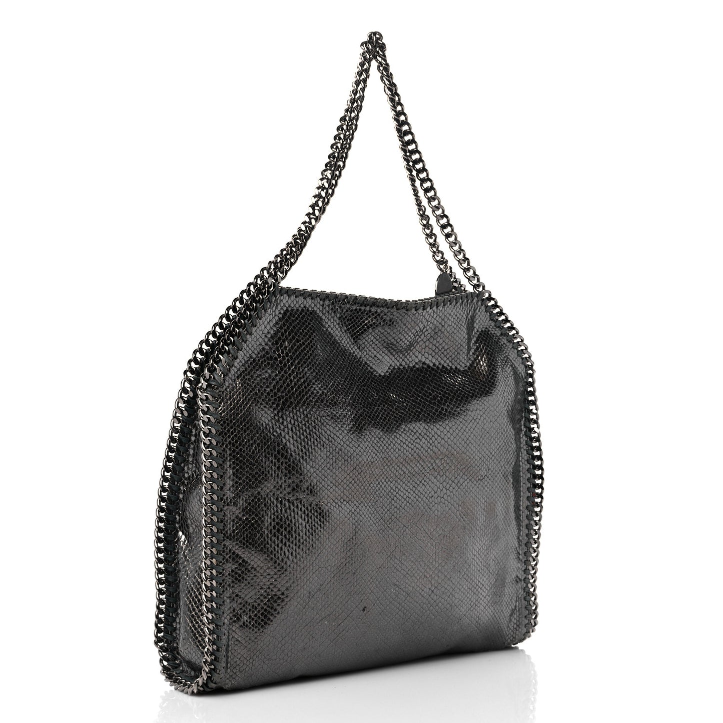 Metallic Snake Print Small Falabella Tote Ruthenium