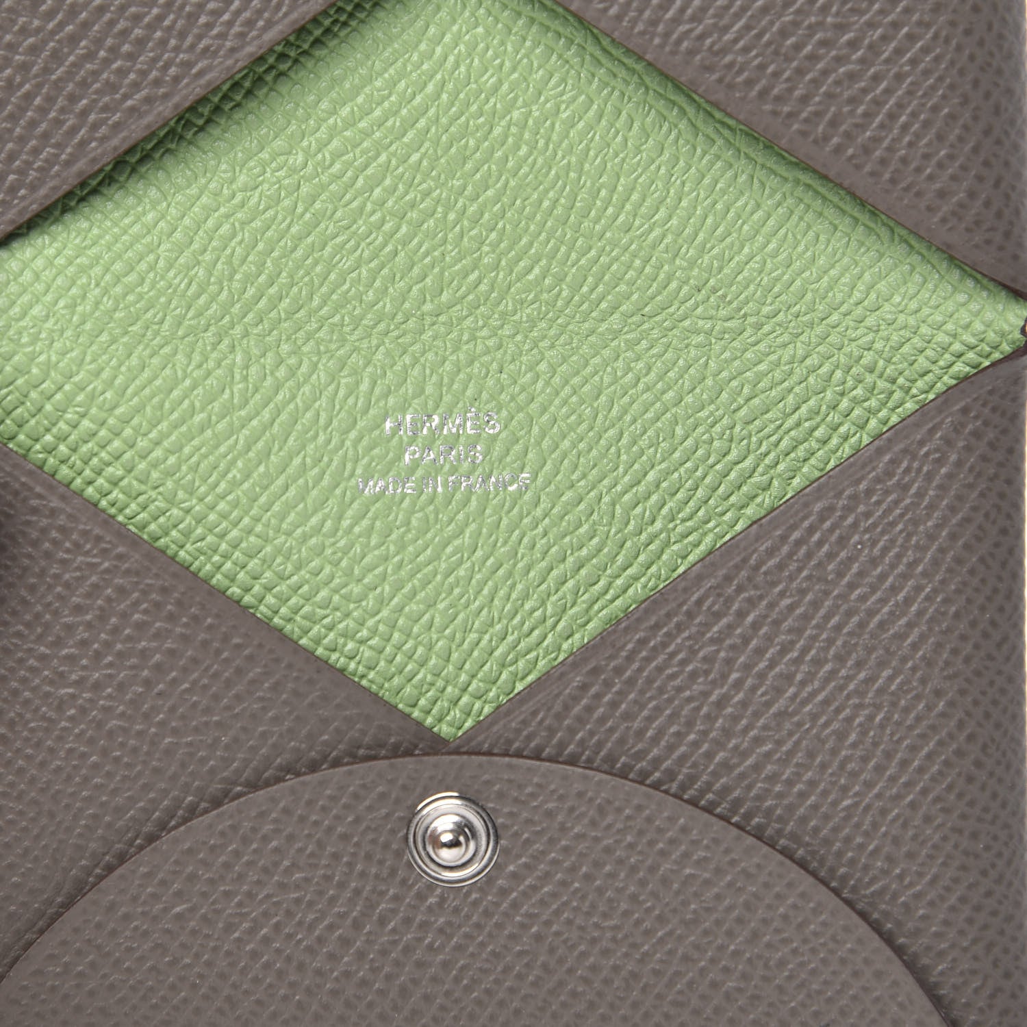 Hermes Epsom Verso Calvi Card Case Etain Vert Criquet 6 of 7