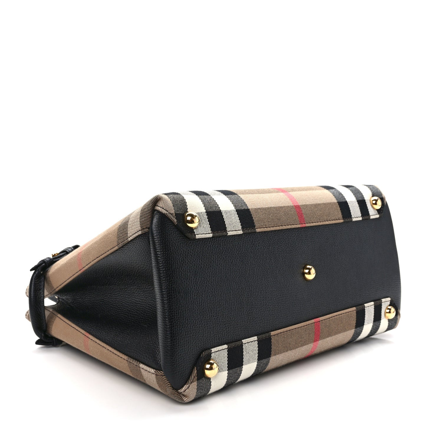House Check Grainy Calfskin Medium Banner Tote Black