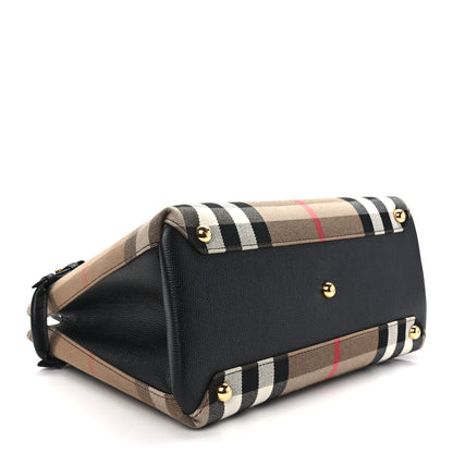 Burberry House Check Grainy Calfskin Medium Banner Tote Black 4 of 10