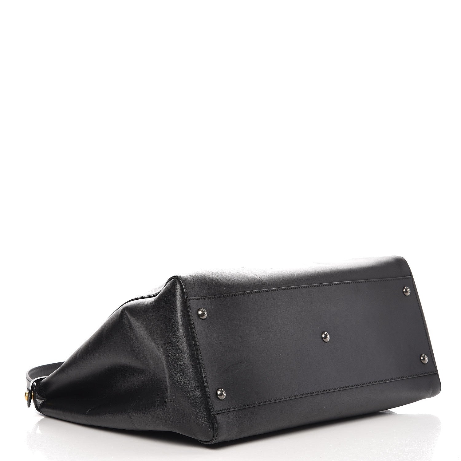 Fendi Vitello Suede Large Peekaboo Iconic Satchel Black 4 of 12