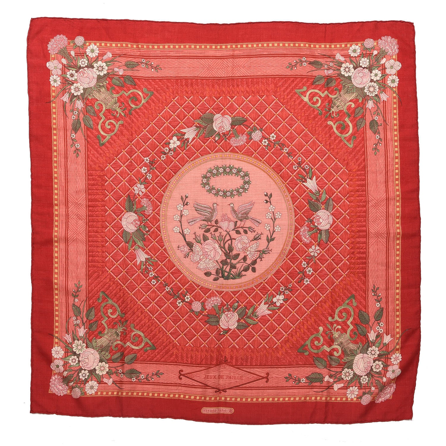Hermes Silk Cashmere Jeux De Paille Scarf 90 1 of 3