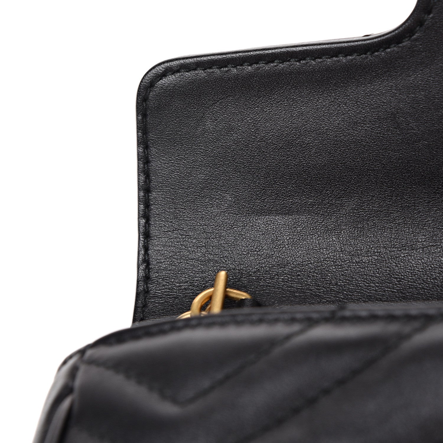 Gucci Calfskin Matelasse Super Mini GG Marmont Shoulder Bag Black 8 of 13
