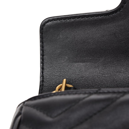 Gucci Calfskin Matelasse Super Mini GG Marmont Shoulder Bag Black 8 of 13