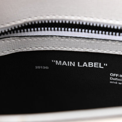 Off-White Saffiano Striped Diag Binder Flap Bag White Black 6 of 11