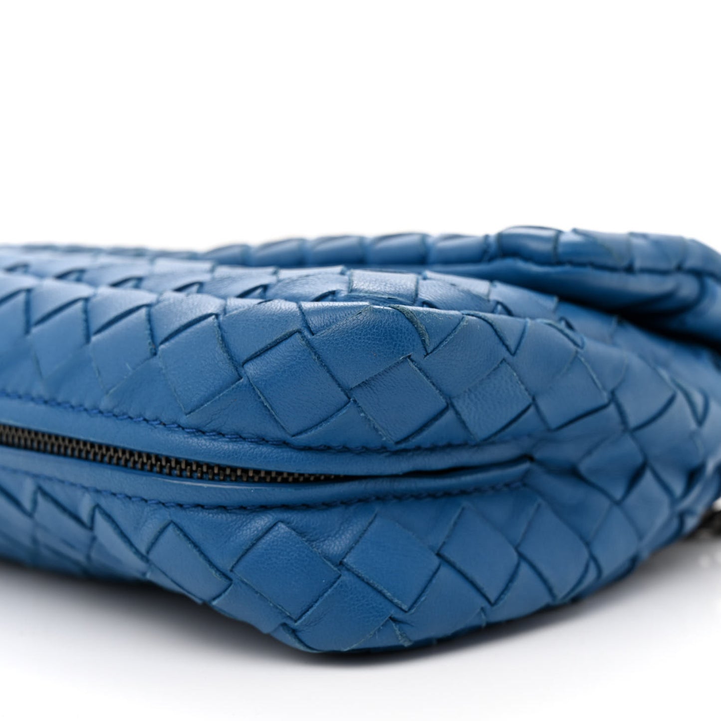 Nappa Intrecciato Small Chain Crossbody Blue