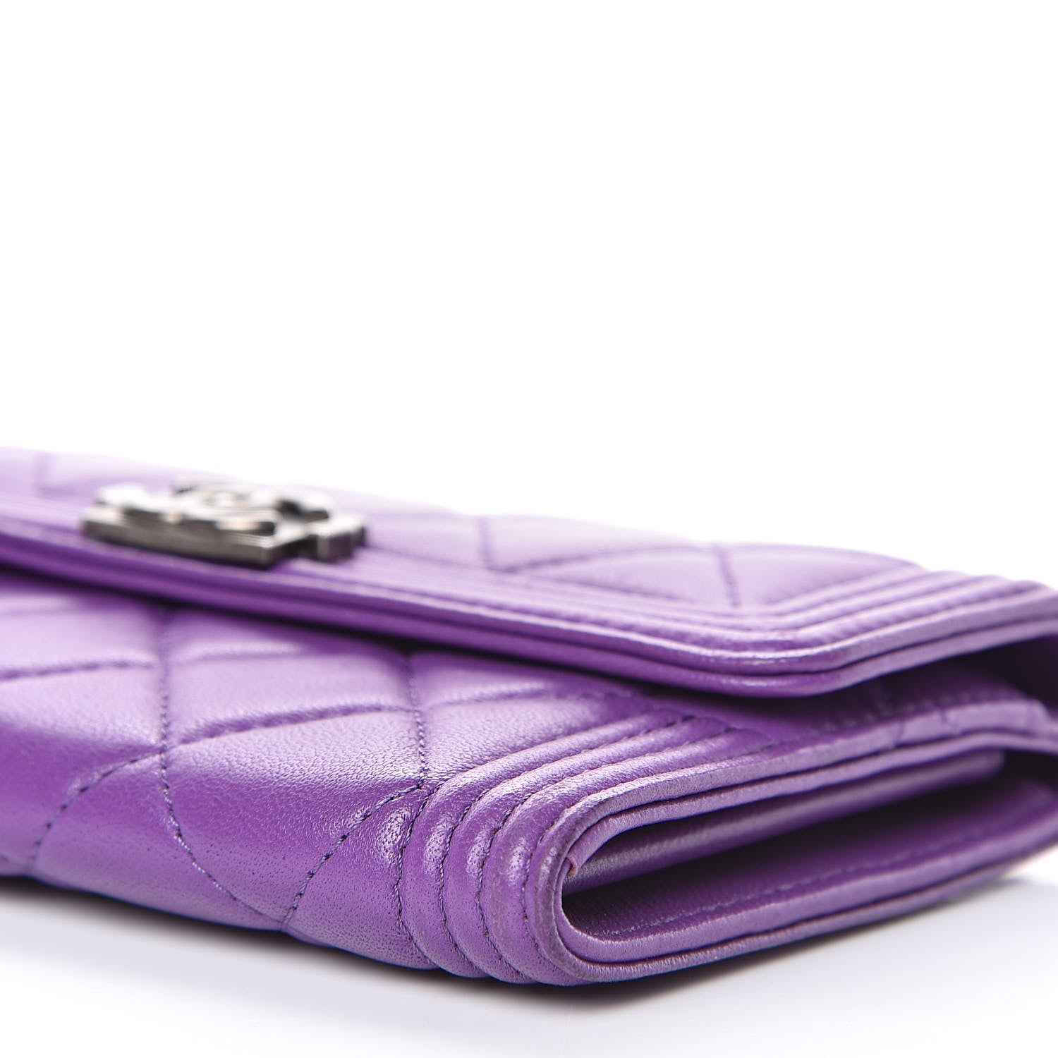 Chanel Lambskin Quilted Small Boy Flap Wallet Purple 10 of 14