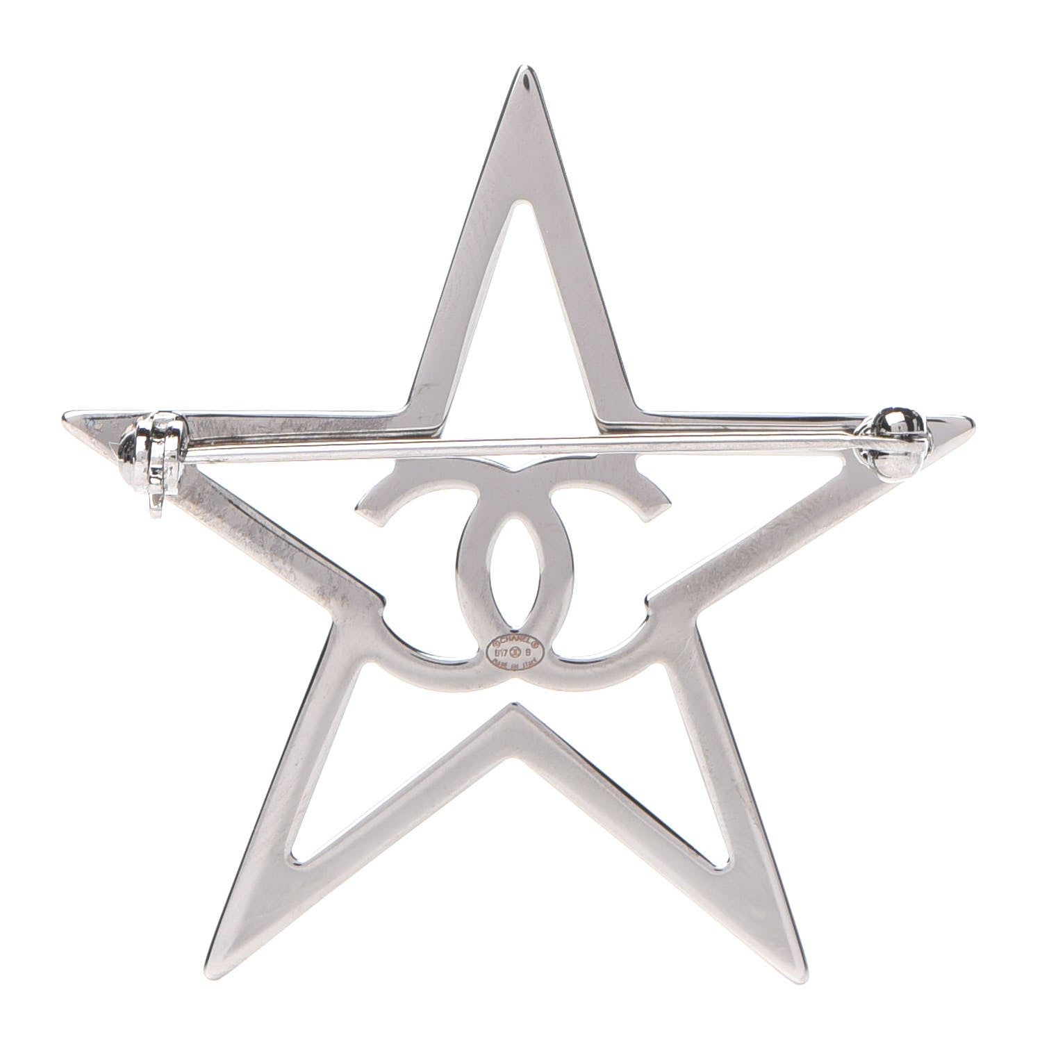 Chanel Ruthenium Crystal Star CC Brooch Blue 3 of 5