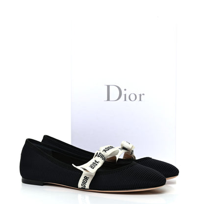Christian Dior Fabric Ribbon Embroidered J'Adior Ballet Flats 38.5 Black 11 of 11