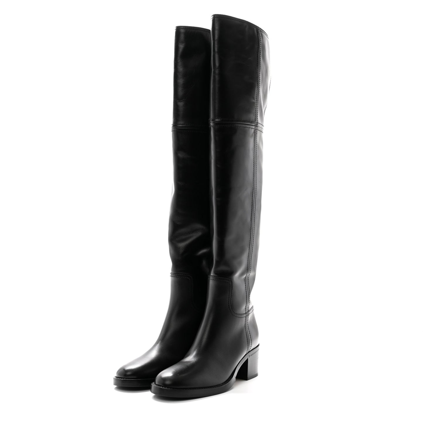 Calfskin Knee High Boots 40 Black