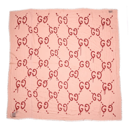 Gucci Modal Silk GG Writers Shawl Roseate Red 1 of 4