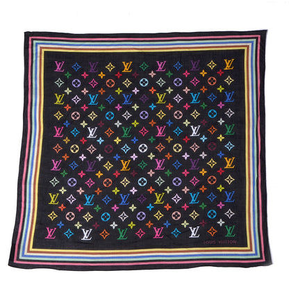 Louis Vuitton Cotton Multicolor Square Scarf Black 2 of 5