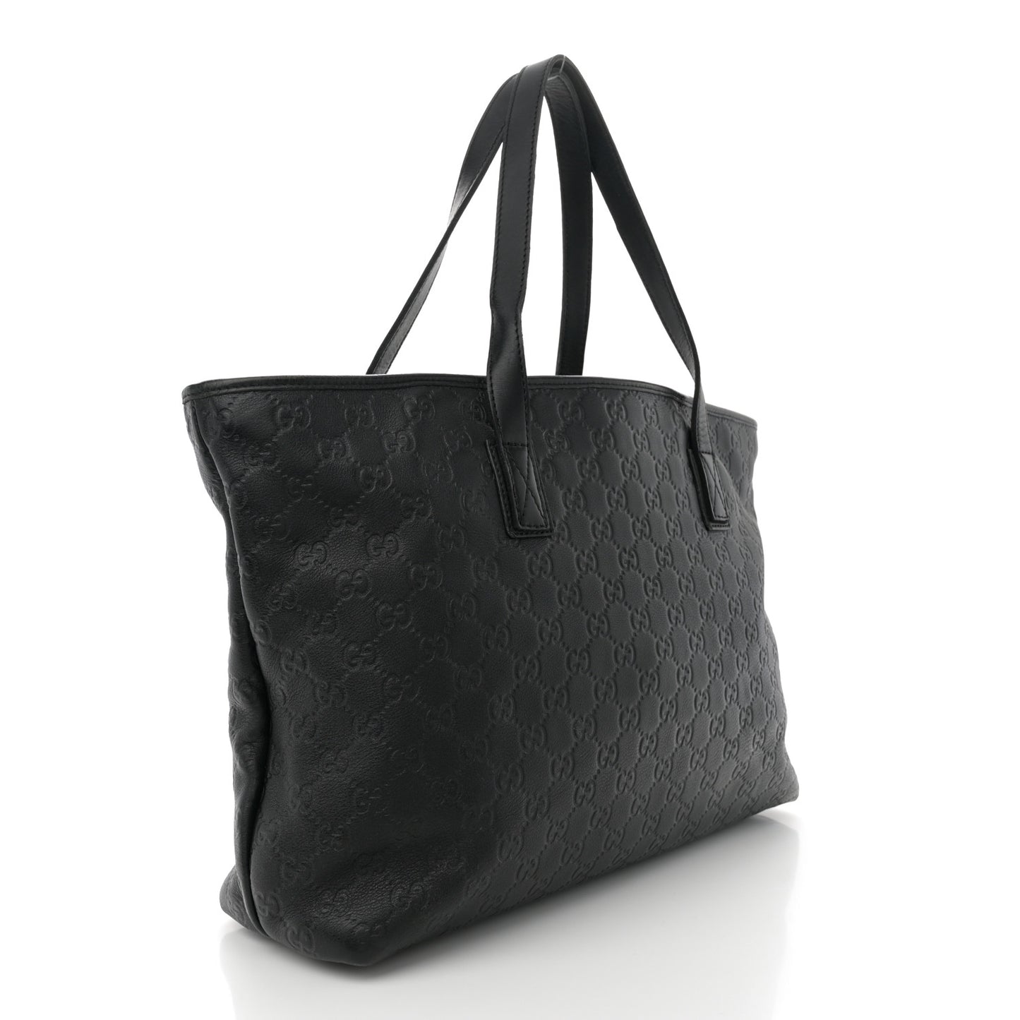 Guccissima Medium Zippered Shopping Tote Black