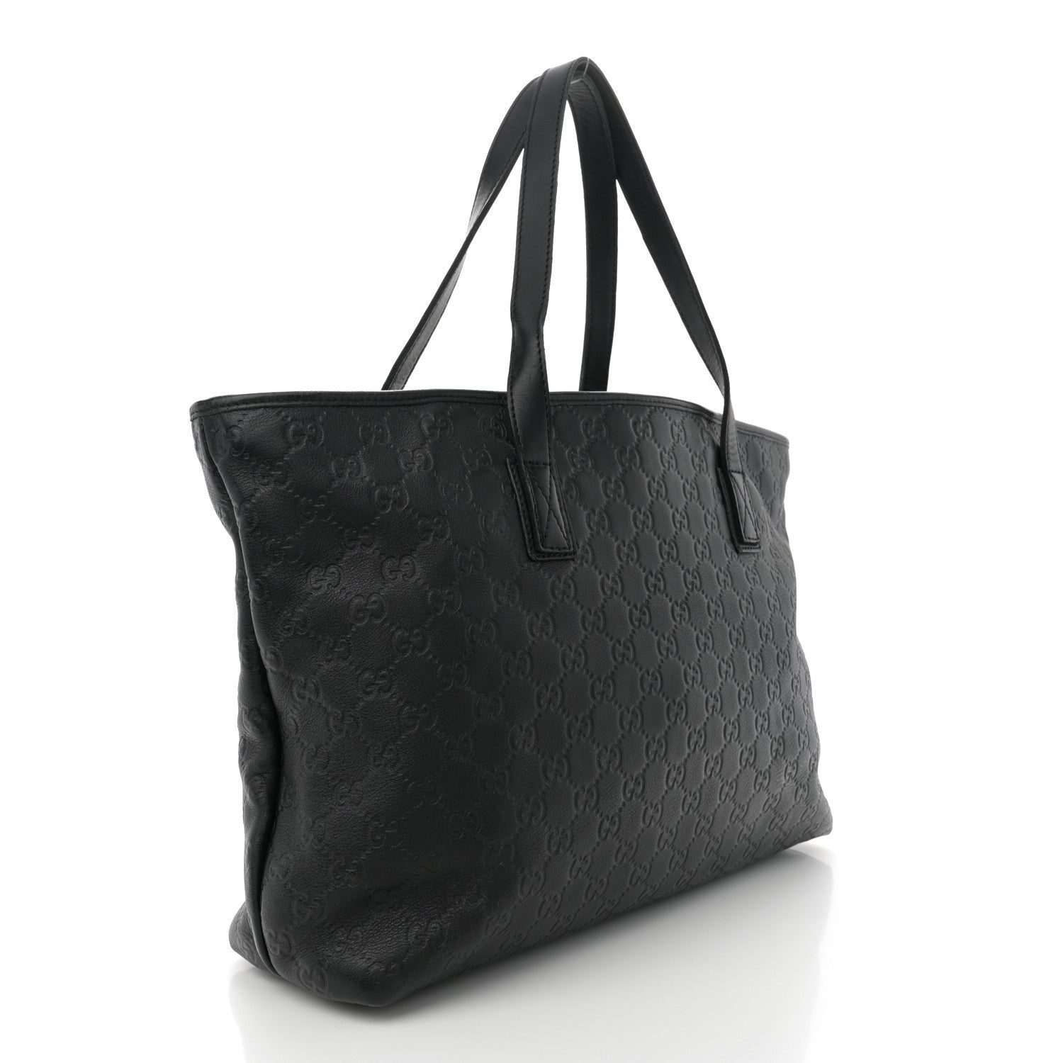 Gucci Guccissima Medium Zippered Shopping Tote Black 3 of 12