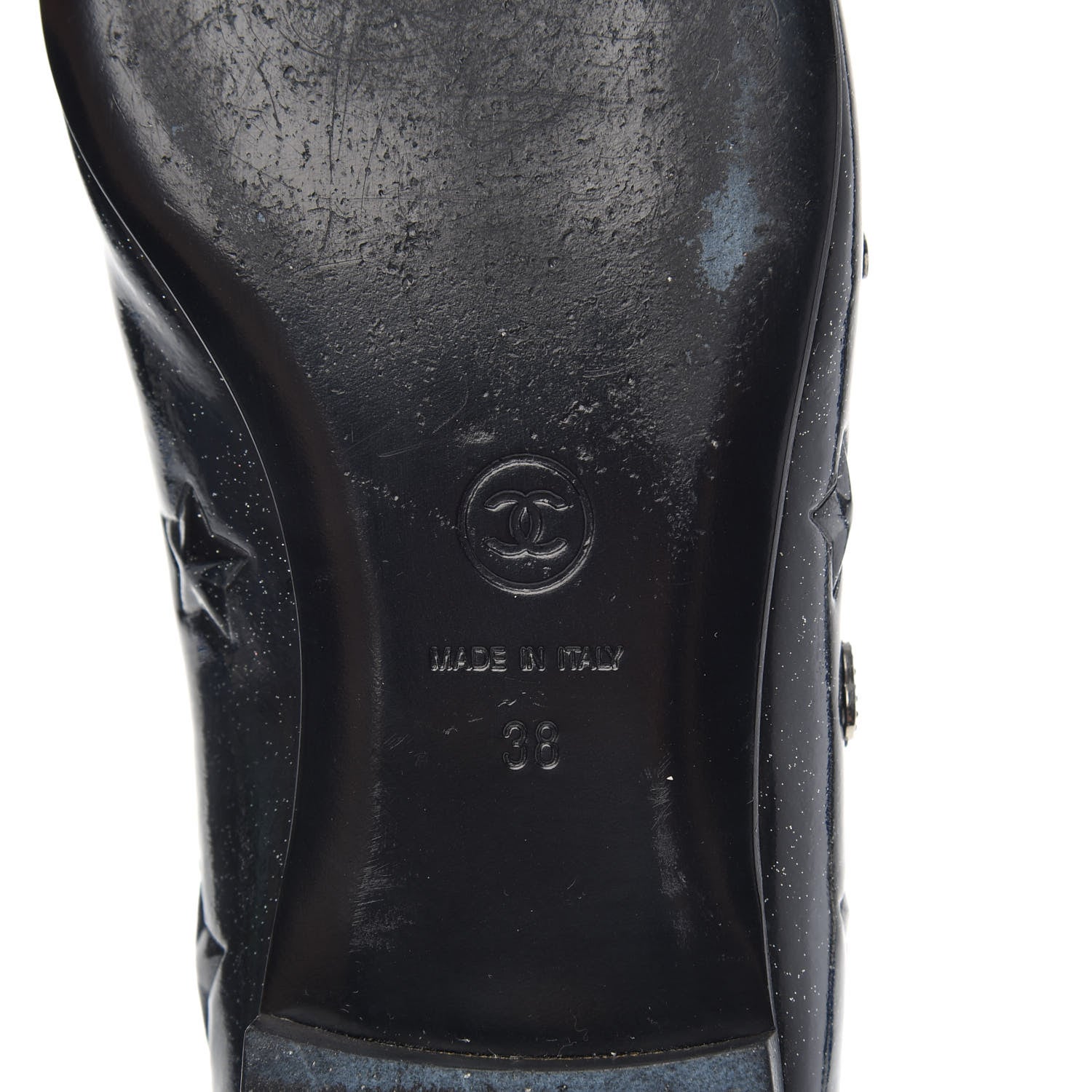 Chanel Patent Glitter CC Star Embossed Ballerina Flats 38 Black 8 of 10