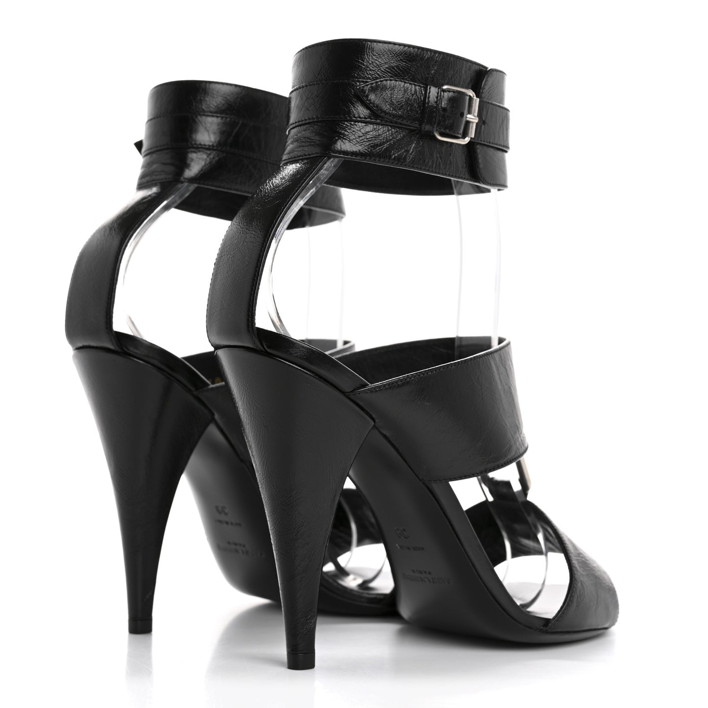 Shiny Calfskin Fetish 105 Sandal 39 Black