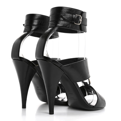 Saint Laurent Shiny Calfskin Fetish 105 Sandal 39 Black 5 of 10