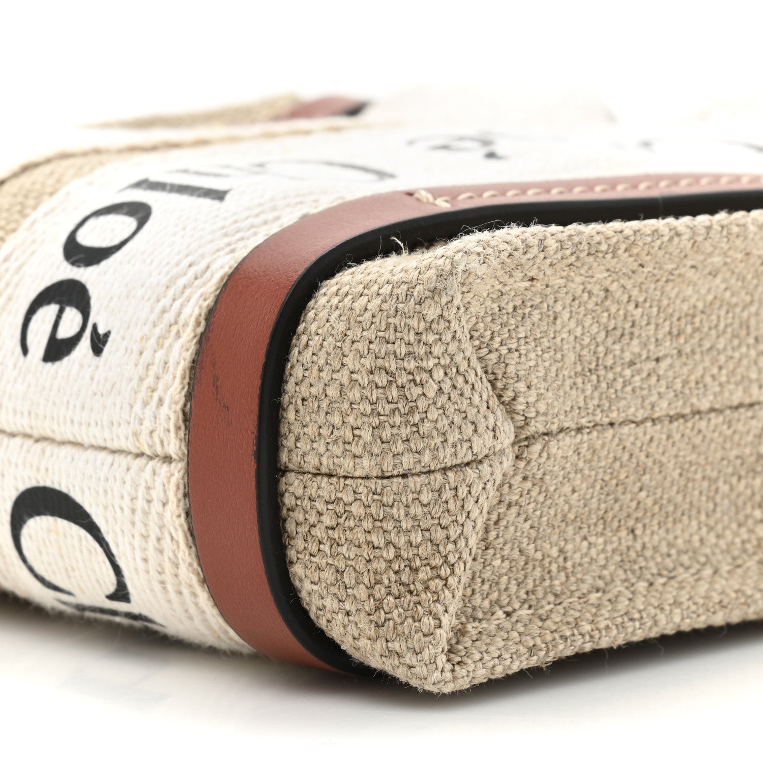 Chloe Cotton Calfskin Nano Woody Ribbon Tote White Brown 8 of 11