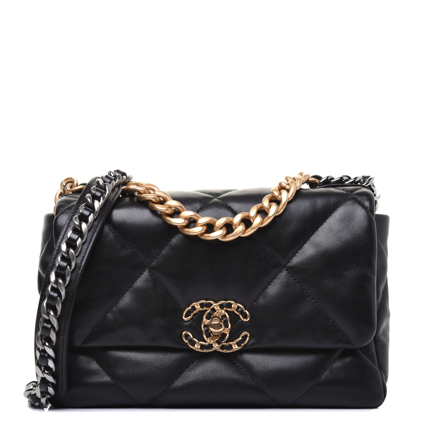 Goatskin Quilted Medium 19 Flap Black