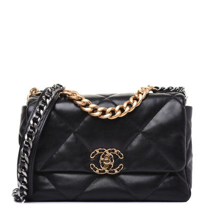 Chanel Goatskin Quilted Medium 19 Flap Black 1 of 16