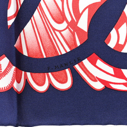 Hermes Silk Reverie Solitaire Scarf 90 Marine Rose Vif White 6 of 6