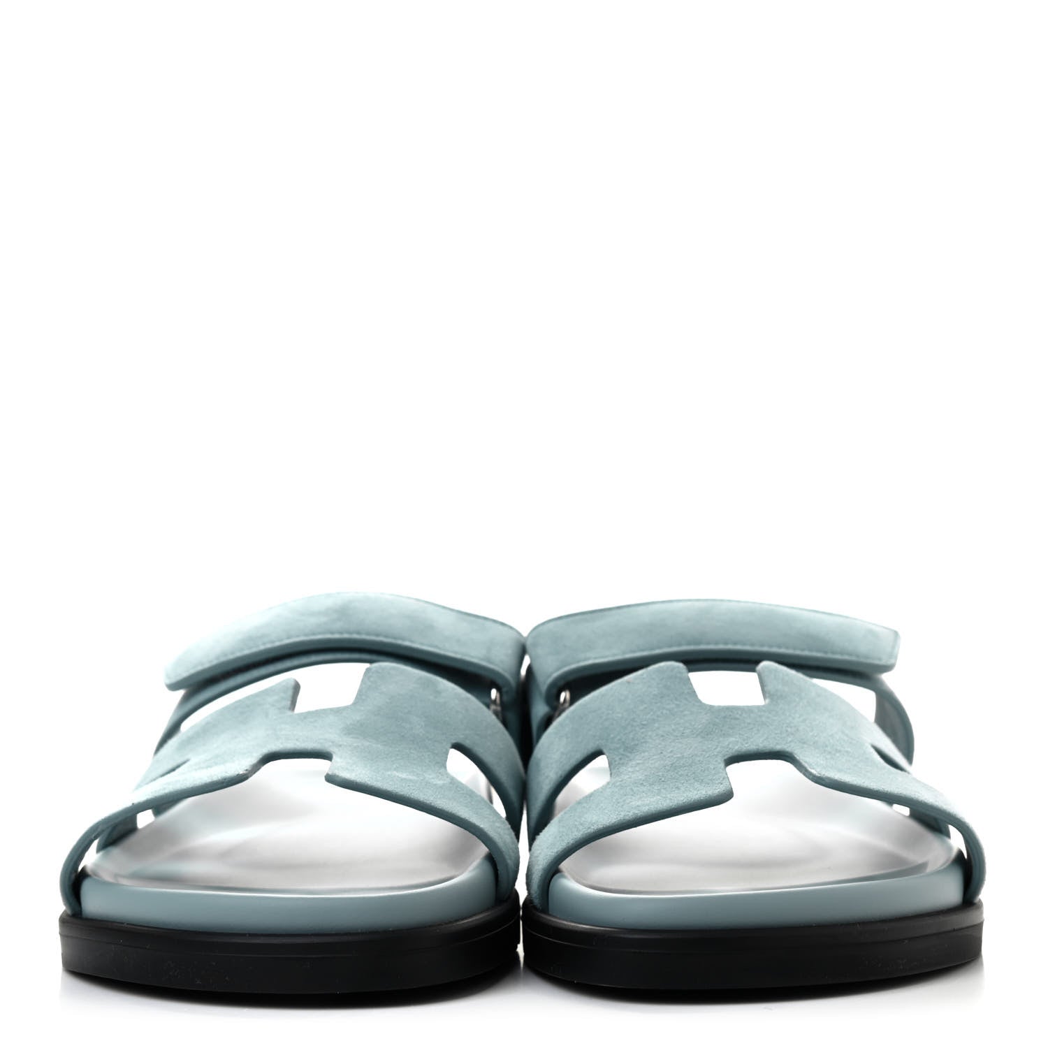 Hermes Suede Goatskin Womens Chypre Sandals 40 Vert d'eau 2 of 8