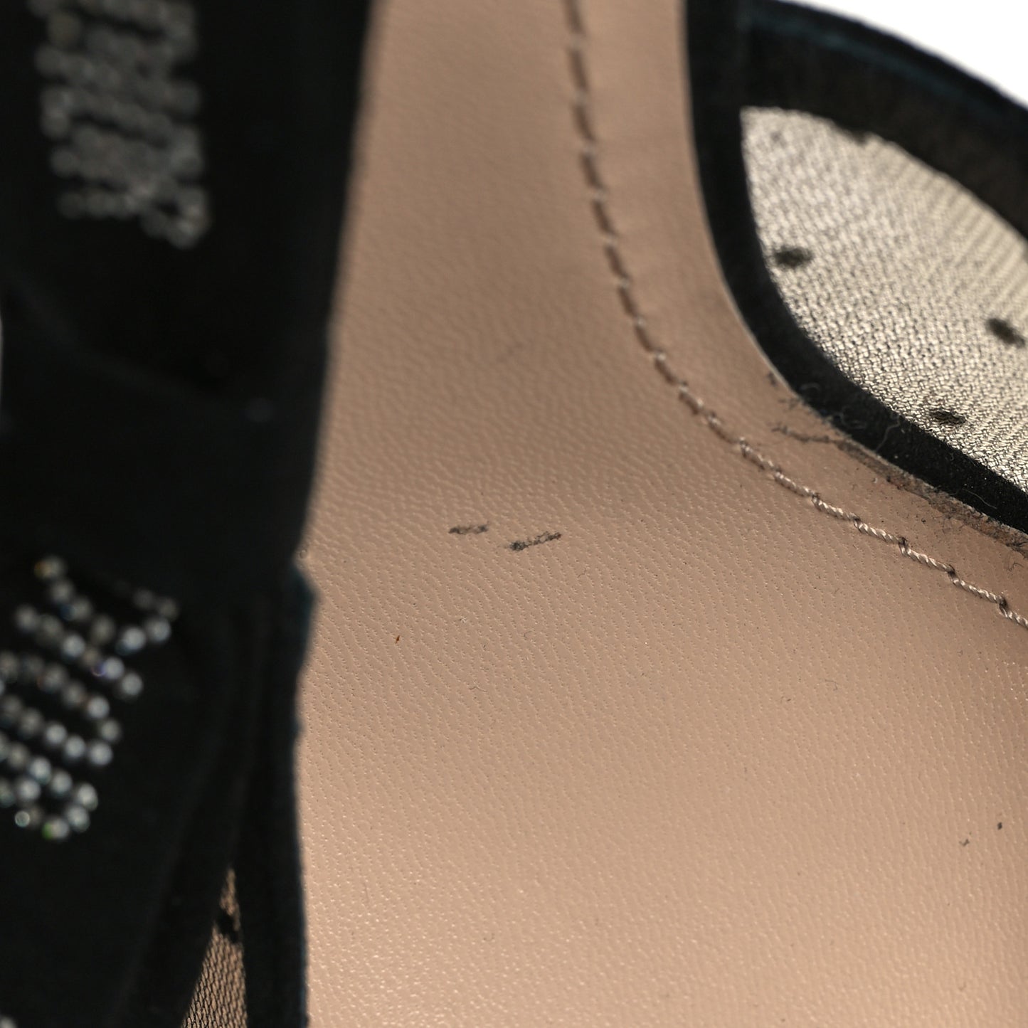 Mesh Plumetis Crystal Suede J'Adior Slingback 65mm Pumps 38.5 Nude Black