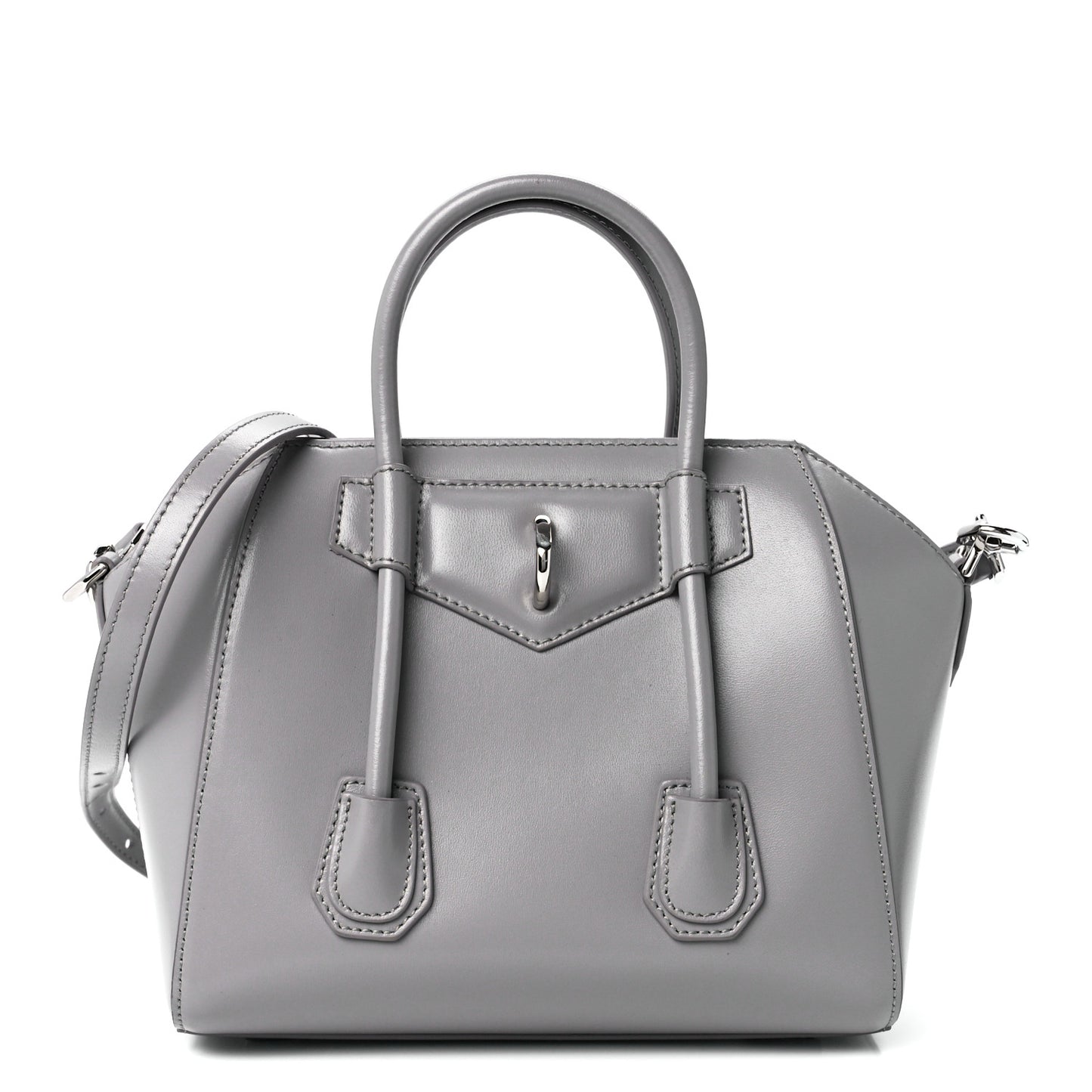 Box Calfskin Mini Lock Antigona Shoulder Bag Cloud Grey