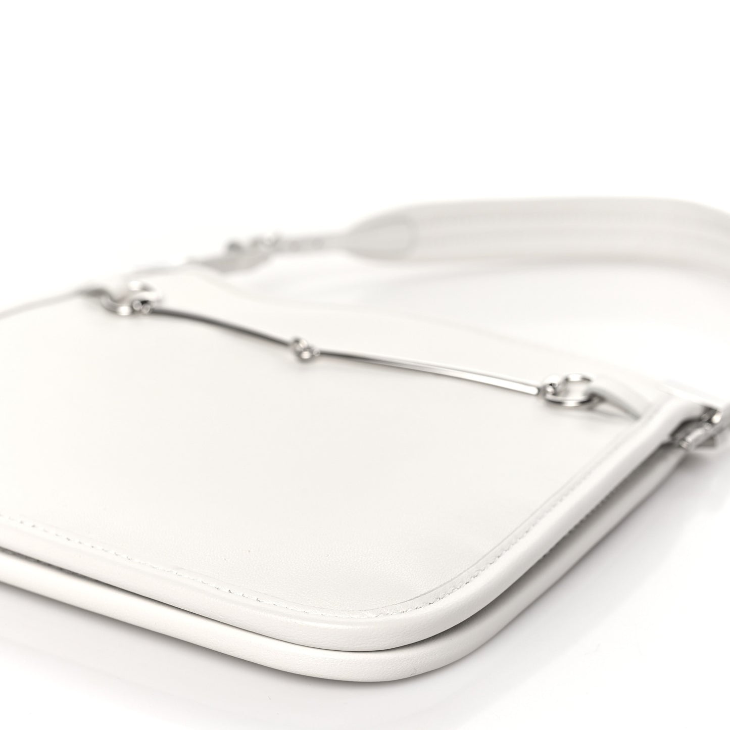 Calfskin Horsebit Slim Shoulder Bag White