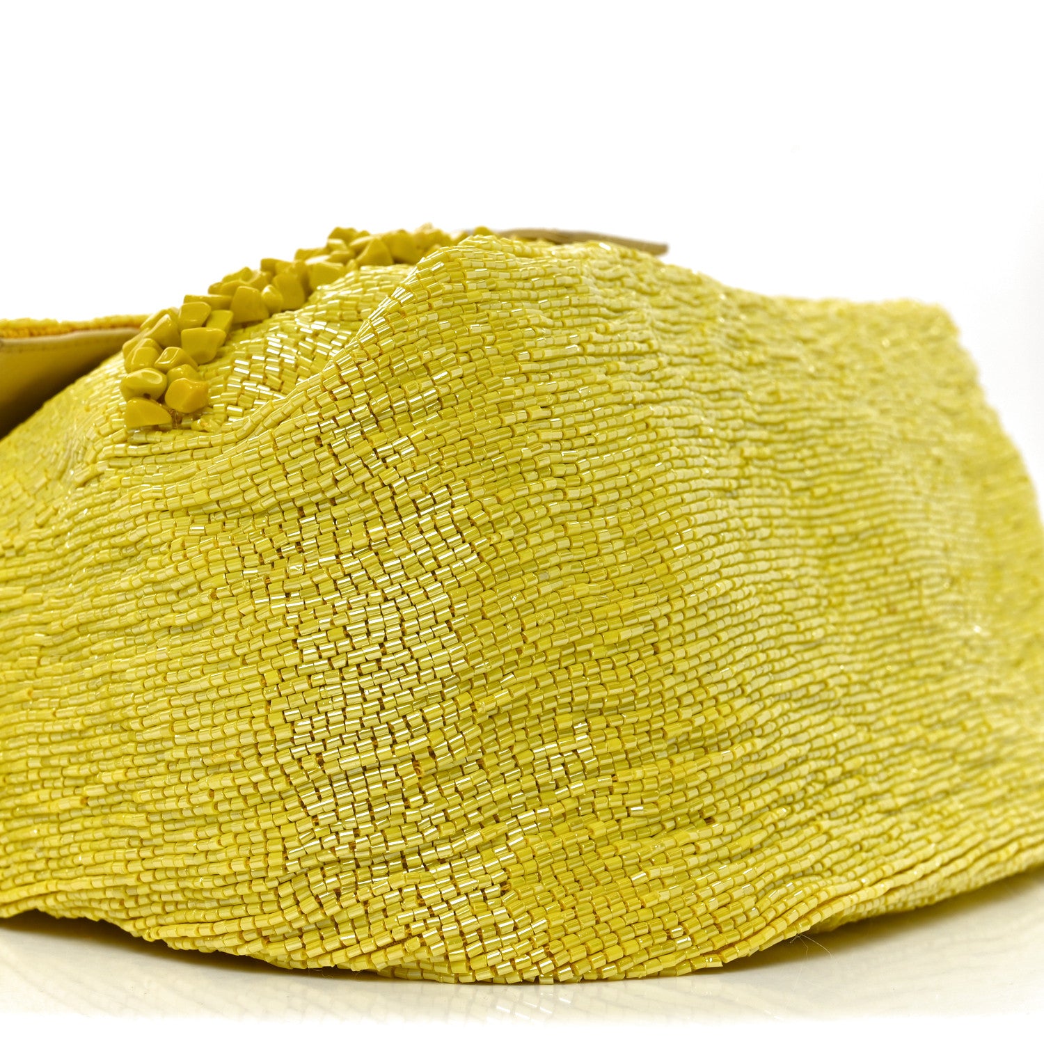 Fendi Rolling Stone Vitello Seta Bead Embroidered Mama Baguette Giallo 9 of 11
