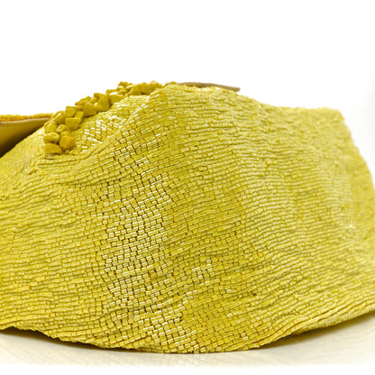 Fendi Rolling Stone Vitello Seta Bead Embroidered Mama Baguette Giallo 9 of 11