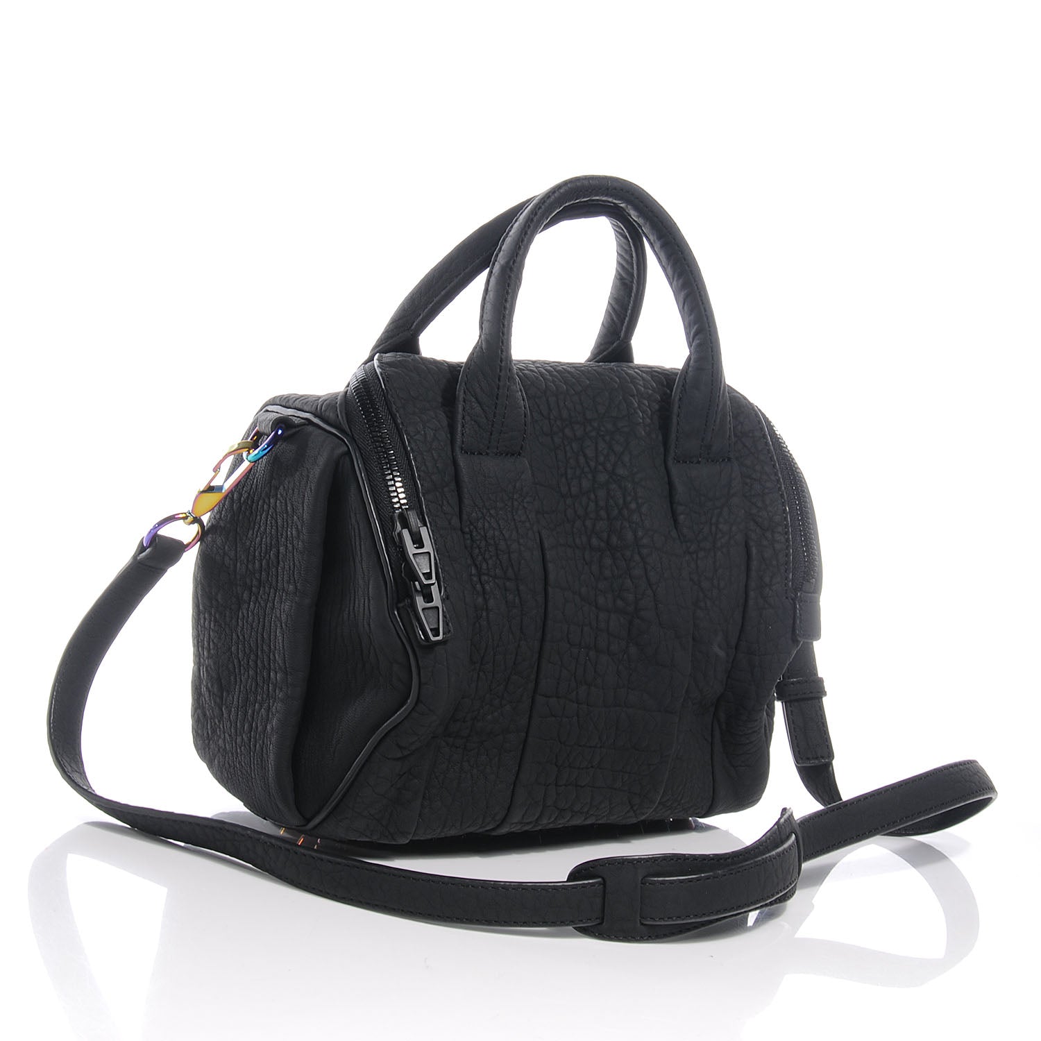 Alexander Wang Pebbled Leather Rockie Iridescent Hardware Black 3 of 6